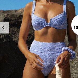 New Berlook Blue and White Textured Bikini Set Swimwear